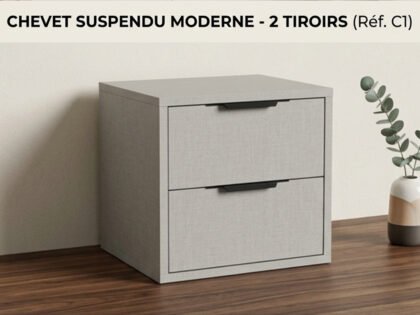 Table de Chevet Suspendue 2 Tiroirs "Linea Duo"