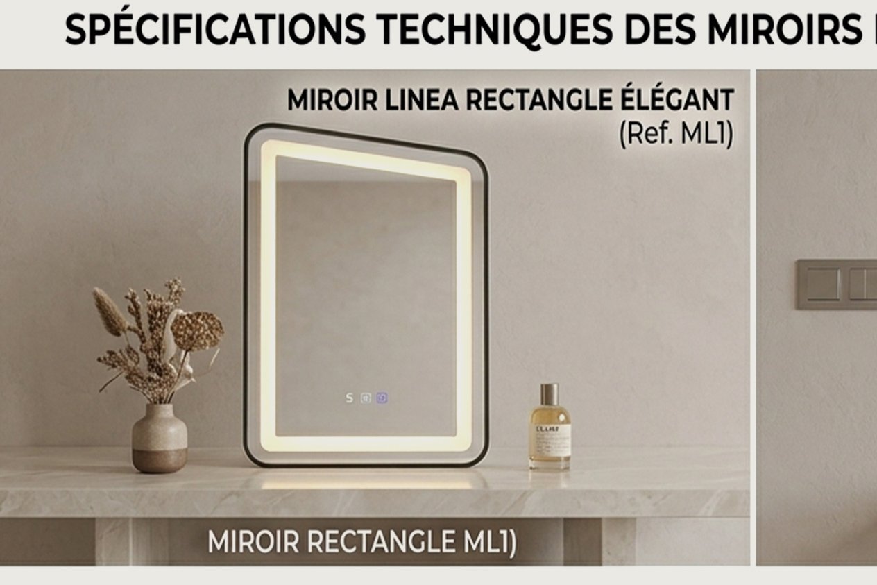 Miroirs LED Design — Modèles Rectangle & Rond - Image 5