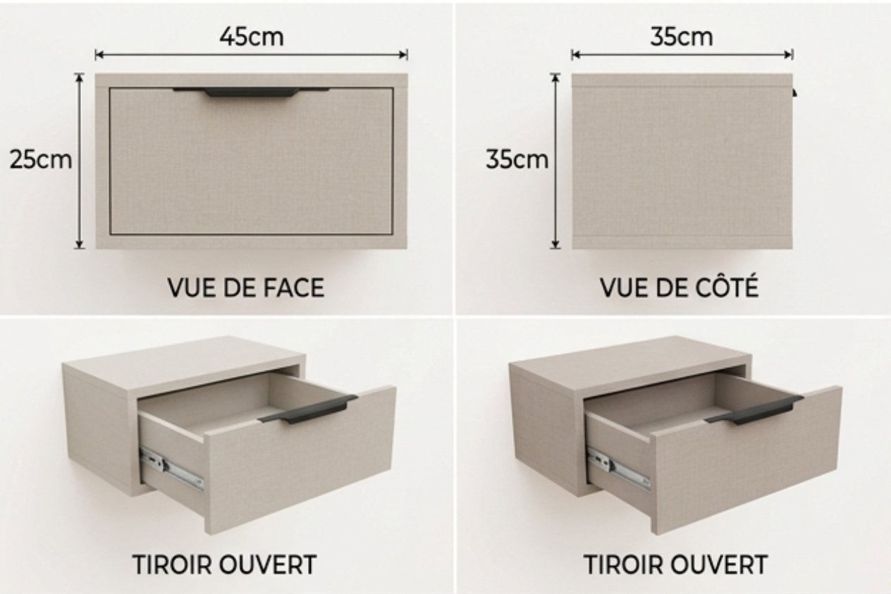 Table de Chevet Suspendue Design "Linea" - Image 6
